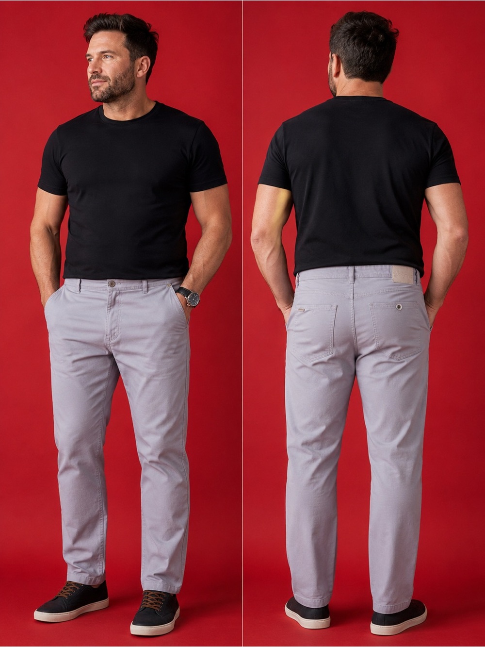Leisure Club Men’s 38 Light Gray Utility Pants Straight Leg Casual Chin